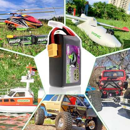 OVONIC 22.2V 6S Lipo 1300 mAh 130C Lipo Battery with XT60 Plug ?2 Pack?