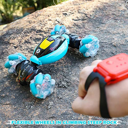 DDAI Gesture Sensing RC Stunt Car, 2.4GHz 4WD Hand Controlled & Remote Control Transforming Vehicle with 360° Flips, Birthday Toy Gifts for Boys Ages 6-12