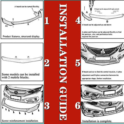 Universal Car Front Bumper Lip Spoiler Body Kits + 2M / 86.6" Side Skirt Extension Rocker Panel Body Kit + 48CM Auto Rear Bumper Lip Diffuser (63"-70" Red) - color: 63"-70" Red