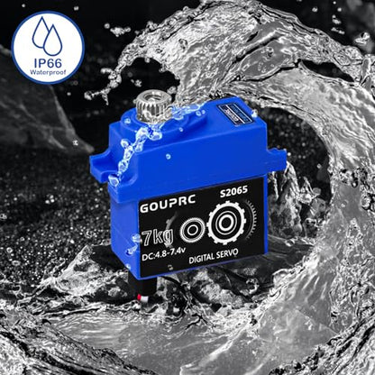 GOUPRC 7KG RC Digital Micro Servo Metal Gear Servo with Servo Hron for TRX4 TRX6 SCX10 III 1/10 RC Crawler Car Upgrade Parts (Black 1 PC)