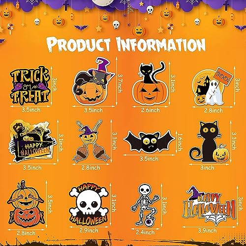 QODOLSI 12 Pieces Halloween Stickers, Bat Decals, Pumpkin Ghost Decals, Halloween Party Refrigerator Stickers Pumpkin Stickers, for Locker Garage Door Decorative