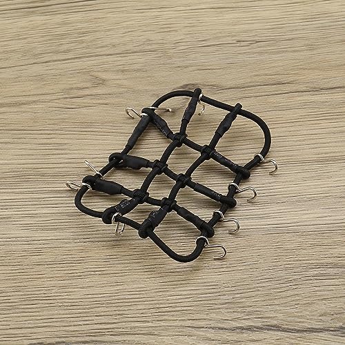 SING F LTD Remote Control Car Roof Cargo Net Compatible with Axial Gladiator Bronco 1/24 RC Crawler Elastic Car Accessories with Hooks 6.5 * 8CM, Black - color: Black