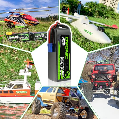 OVONIC Lipo Battery 6500mAh 100C 22.2V 6S RC Battery with EC5 Connector for RC Plane DJI Quadcopter RC Airplane RC Helicopter RC Car Truck Boat 2pcs