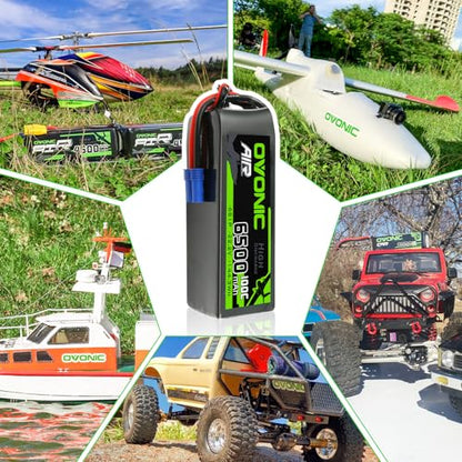 OVONIC Lipo Battery 6500mAh 100C 22.2V 6S RC Battery with EC5 Connector for RC Plane DJI Quadcopter RC Airplane RC Helicopter RC Car Truck Boat 2pcs