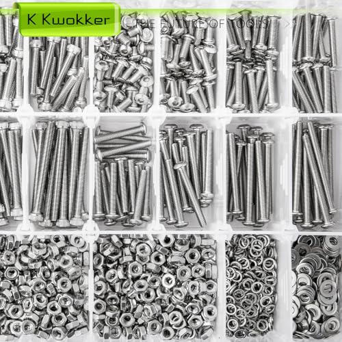 2540Pcs M3 Screws 4MM to 35MM, Socket Head & Button Head Screws, 304 Stainless Steel Assorted Nuts and Bolts Assortment Kit M3 Screw Kit with Nuts, Washer and Lock Washers - size: J. M3