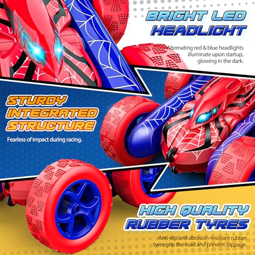 Spider RC Cars Remote Control Car, Double Sided 360°Flip 4WD Rechargeable | RC Drift Car,Toys for 3-12 Year Old Boys,Toys for Ages 5-7 Toys for Ages 8-13 Christmas Basket Stuffers