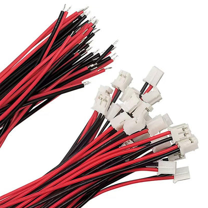 50PCS 25 Sets Mini Micro JST-PH 2.0mm 2 Pin Male Connector with 100mm Silicone Wire Cables and Female Socket JST PH 2.0 Connector Kit 22AWG - 10CM