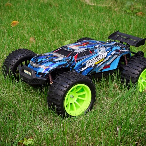 Hosim 55 * 115 mm RC Tires, All Terrain Soft Tire Mounted on 12mm Hex Wheels (Set of 4) for 1/10 RC Cars (Green Wheel hub) - color: Green