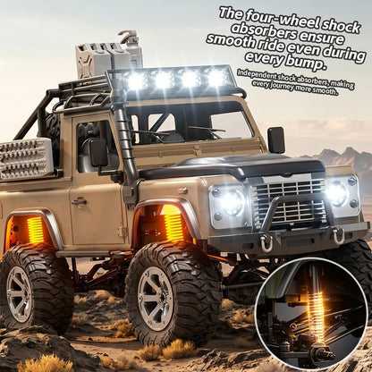 KF90 1/12 Scale 4WD RC Rock Crawler, All-Terrain Off-Road Truck with 2.4GHz Full Proportional Control, LED Lights, 7.4V 1200mAh, Waterproof RTR Hobby Grade RC Car for Adults, Yellow - color: Yellow