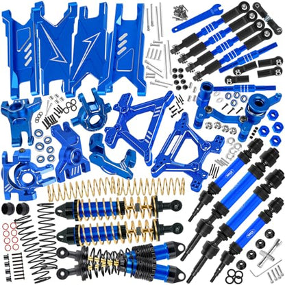 Upgrades Part for 1/10 Slash/Rustler/Stampede/Hoss 4x4 VXL,RC Shock Absorbers&Suspension Arms&Drive Shaft Axles&Steering Knuckle Kit&Shock Tower&Adjustable Links&Steering Block,Navy Blue - color: Navy Blue(parts)