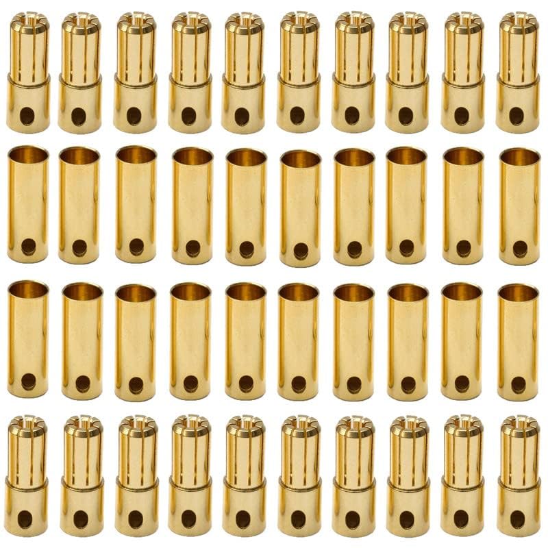 20 Pairs Gold-Plated 6.5MM Banana Plug Bullet Male and Female Connector Adapter for RC Lipo Battery ESC Motors (6.5MM) - size: 20Pairs 6.5MM