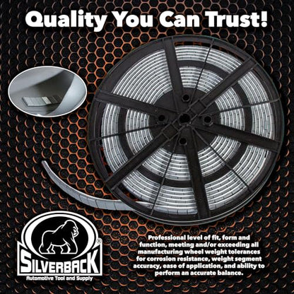 Silverback 1/4 oz Grey Steel Tape Wheel Weights with EZ Peel Tape. Designed for the Professional Tire Dealer. Cars, Trucks, SUV's & Motorcycles. 10lb Roll .25 oz Grey Tape Weight. - color: 1 Roll 1/4 oz Grey