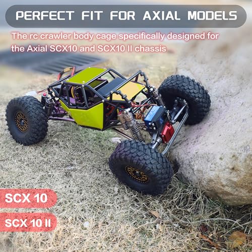 Nylon Rock Buggy Roll Cage Body Shell Chassis Kit for SCX10 ll 90046(Green) | Roll Cage Rock Buggy Body Shell,1/10 RC Crawler Upgrade Parts,High-strength,Easy Assembled - color: Green