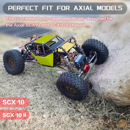 Nylon Rock Buggy Roll Cage Body Shell Chassis Kit for SCX10 ll 90046(Green) | Roll Cage Rock Buggy Body Shell,1/10 RC Crawler Upgrade Parts,High-strength,Easy Assembled - color: Green