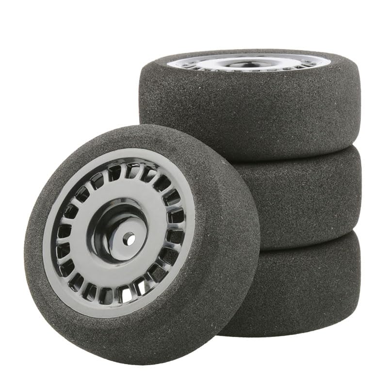 RC Tires and Wheels, Offset 3mm 1/10 Scale RC On Road Touring Car 12mm Hex Wheels Rim and 68mm/2.68" EVA Sponge Tires for 1/10 RC On Road Car Accessories (Color : 1 Set Black) - color: 1 Set Black