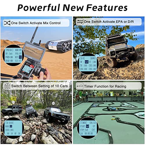 Radiolink RC6GS V3 7 Channels RC Transmitter and R7FG&R4FGM Gyro Receiver, 2.4GHz 600m RC Remote, Voltage Telemetry RC Controller and Receiver kit for Remote Control Car, Boats