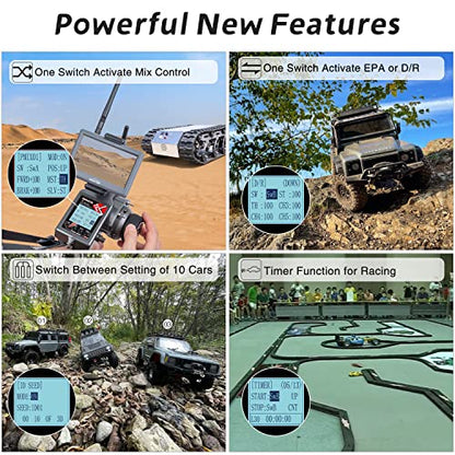 Radiolink RC6GS V3 7 Channels RC Transmitter and R7FG&R4FGM Gyro Receiver, 2.4GHz 600m RC Remote, Voltage Telemetry RC Controller and Receiver kit for Remote Control Car, Boats