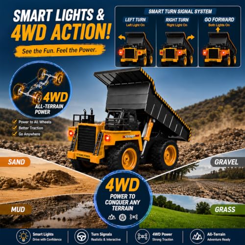 Remote Control Dump Truck RC Truck Construction Vehicle Truck Toys with Rechargeable Battery for Toddlers Kids Boys and Girls - style: Dump Truck