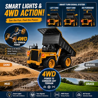 Remote Control Dump Truck RC Truck Construction Vehicle Truck Toys with Rechargeable Battery for Toddlers Kids Boys and Girls - style: Dump Truck