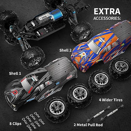 Hosim RC Truck 1:10 Scale 48+ KMH Remote Control Car for Adults, 4X4 All Terrains Off-Road RC Car, Waterproof Electric RC Cars for Boys Age 8-12 Toy Gift, 40+ Min Play with 2 Batteries Monster Trucks - color: Black