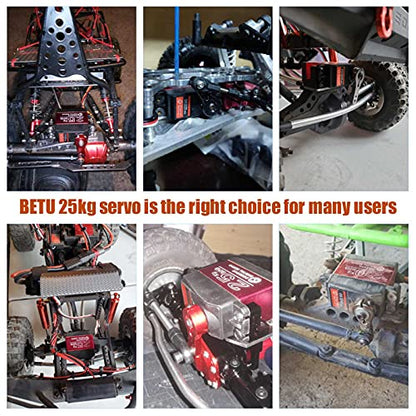 25KG Servo Motor High Torque Metal Gear for 1/6 1/8 1/10 1/12 RC Car | 2Pack, Waterpoof, 25T Servo Horn 270 Degree, Standard Size, Quiet, Great digital Servo for RC Robot Boat