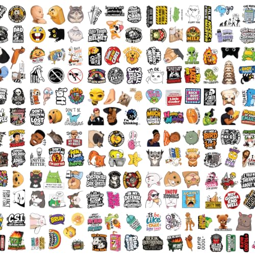 Premium 200Pcs Funny Holographic Stickers Waterproof Vinyl Decals | 200 Unique Designs Holographic Stickers With Funny Quotes, Playful Illustrations, Memes, And Eye-Catching Reflective Designs. - color: Funny Holographic Stickers, size: 200 Pcs