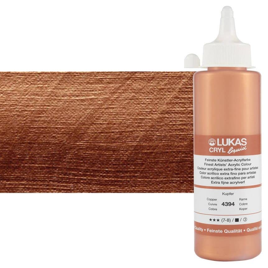 Lukas Cryl Liquid Soft Body Acrylic Paints for Painting - Professional Low Viscosity - 250 ml Bottle Copper - color: Copper