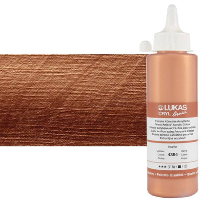 Lukas Cryl Liquid Soft Body Acrylic Paints for Painting - Professional Low Viscosity - 250 ml Bottle Copper - color: Copper