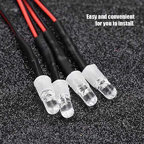 4Pcs RC Light Kit, 5mm RC LED Light Headlights, White and Red Color LED Headlights Taillight Kit Accessories with 27.6in Lines for 1/10 Remote Control Model Car Truck