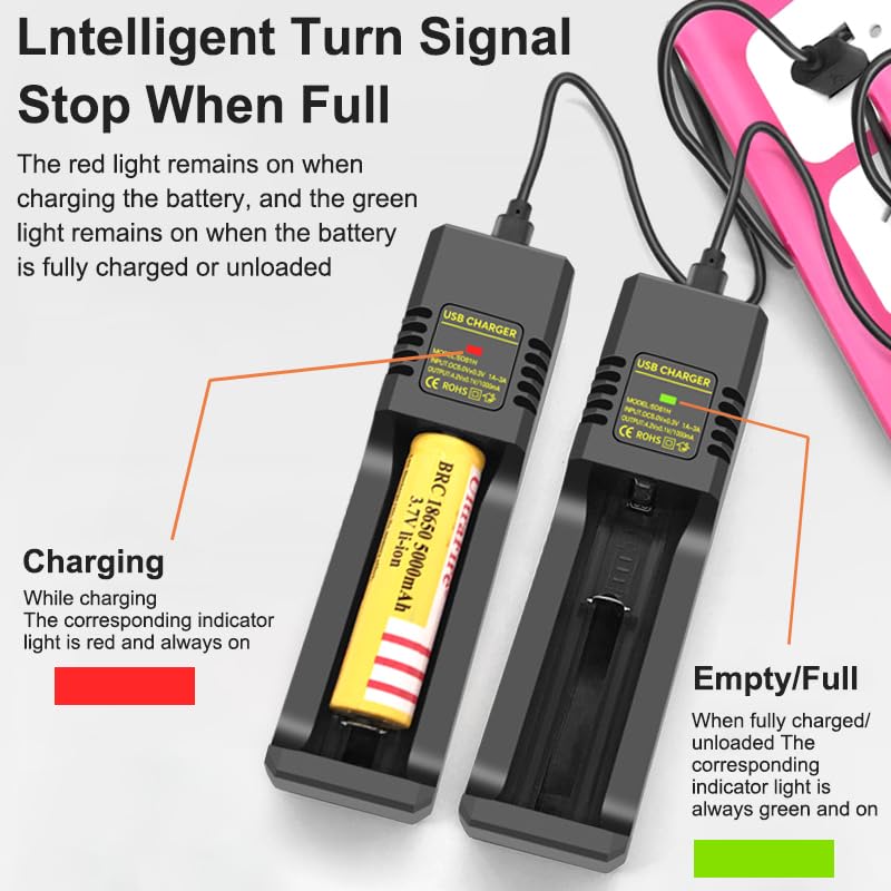 Smart LCD USB Charger, Compatible with 18650 4.2V Rechargeable Lithium Batteries, Supports 1/2/4 Slots, and Compatible with 1.3V NiMH AA/AAA Batteries，Rechargeable Lithium aa Batteries - color: 1 Slots