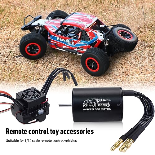 Waterproof 3650 3900KV Brushless Motor with 60A ESC Program Card Combo for 1/10 RC Car Truck Toy - color: Black-2