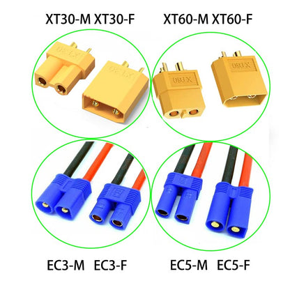 4 Pack 16AWG XT30 to EC3 Adapter Connector ec3 to xt30 Adapter | Suitable for RC FPV Drone Car Lipo NiMH Battery Charger ESC - size: XT30-EC3
