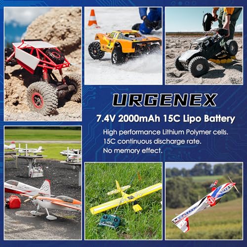 2S RC Battery 2000mAh 7.4V Li-ion Battery with SM3P Plug 2S Rechargeable RC Battery with 2 USB Chargers Fit for RC Toys RC Car Truck and RC Tank