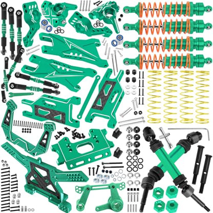 RC Upgrades Part for 1/10 Slash 2WD (VXL),A-Arm,Shock Absorber,Drive Shaft,Caster Block,Steering Blocks,Stub Axle Carriers,Steering Bellcranks,Links,Shock Tower,Front Bulkhead,Green - color: Green - (Upgrades)