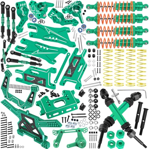 RC Upgrades Part for 1/10 Slash 2WD (VXL),A-Arm,Shock Absorber,Drive Shaft,Caster Block,Steering Blocks,Stub Axle Carriers,Steering Bellcranks,Links,Shock Tower,Front Bulkhead,Green - color: Green - (Upgrades)