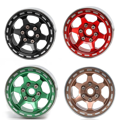 1.9 Beadlock Wheels, 4pcs Black | Aluminum RC Rims Hub with Positive Offset 12mm Hex for 1/10 RC Crawler Axial SCX10 II III 90046 AXI03007 Traxxas TRX4 TRX6 - color: Retro Style-black