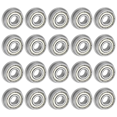 uxcell F696ZZ Flanged Ball Bearing 6x15x5mm Double Shielded Chrome Steel Flange Bearings, 20pcs - size: 6x15x5mm