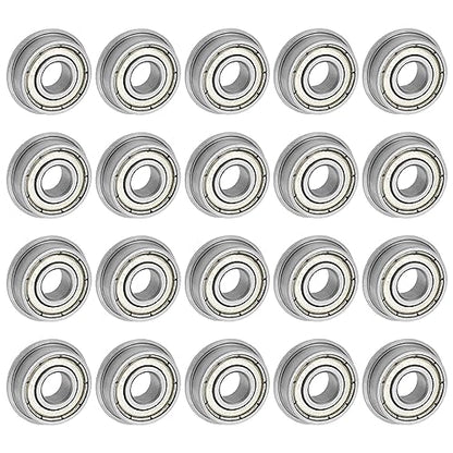 uxcell F696ZZ Flanged Ball Bearing 6x15x5mm Double Shielded Chrome Steel Flange Bearings, 20pcs - size: 6x15x5mm