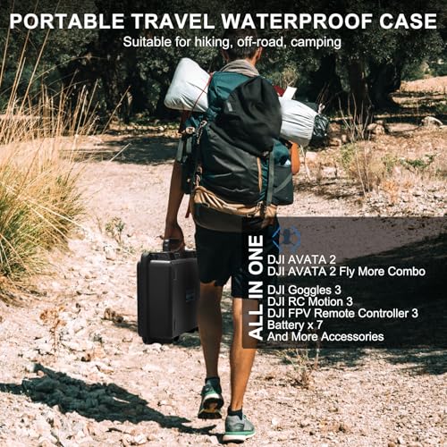 Lekufee Waterproof Hard Carrying Case for DJI Avata 2,Fly More Combo,Goggles 3(NOT for Goggles N3),RC Motion 3,FPV Remote Controller 3 and Accessories(Case Only)