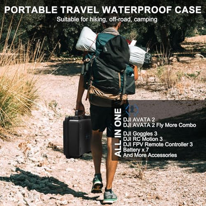 Lekufee Waterproof Hard Carrying Case for DJI Avata 2,Fly More Combo,Goggles 3(NOT for Goggles N3),RC Motion 3,FPV Remote Controller 3 and Accessories(Case Only)