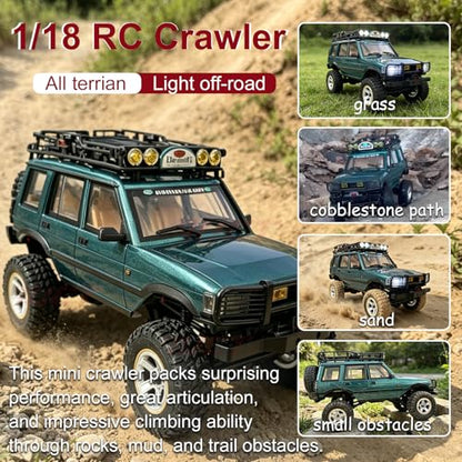 YUCT 1/18 RC Crawler 4WD Off-Road Truck, 2.4GHz All Terrain Rock Crawler | JXC LR1801 Portable Remote Control Car for Adults Outdoor Adventure (Metallic Green) - color: Metallic Green