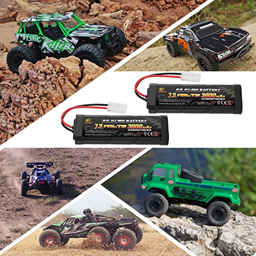 melasta 7.2V 3600mAh NiMH RC Battery 2-Pack – Tamiya Plug for Cars | Compatible with RC trucks, airplanes, helicopters. Fits Associated, HPI, Losi, Kyosho. Rechargeable packs.