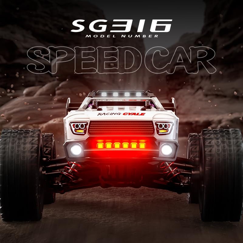 Levodan 49+mph Brushless Fast RC Car Adults, 1/16 2.4Ghz Waterproof Remote Control Car All-Terrain Crawler, 4 WD Offroad Truggy, 3 Batteries, Red, SG316MAX - color: 3 Batties(red)