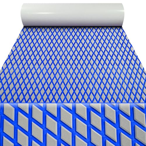 98.4"X43.31" Boat Flooring Self-Adhesive EVA Foam Boat Decking Marine Yacht RV Pool Non-Skid - color: Light grey and blue
