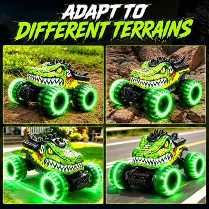 Remote Control Monster Truck Toys for Kids 6-12, Dino RC Car Monster Trucks | 1:18 Scale, Lights, 2.4Ghz, All Terrain Dinosaur Off-Road RC Monster Truck Toys for Kids & Adults, Christmas & Birthday Gifts