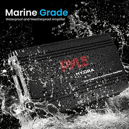 Pyle 800W 4-Channel Hydra Marine Micro Amplifier - Waterproof - GAIN Level Controls - RCA Stereo Input - 3.5mm Jack - MP3 - Volume Control - Short Protection - For Boat & Vehicle Use - PLMRMP3B