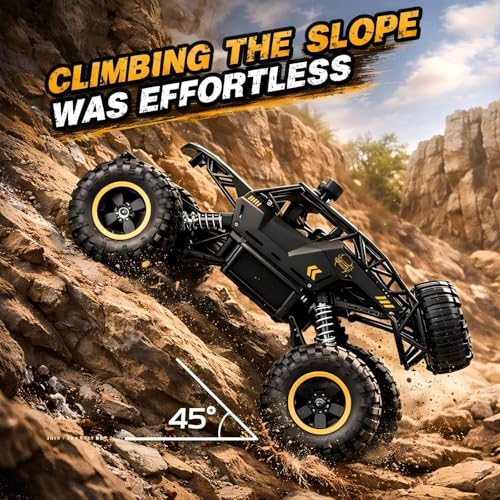 1:12 Large RC Rock Crawler, Remote Control Car 4WD Off Road Truck with Metal Shell, LED Headlights, Dual Motors, Shock Absorbers, 2 Batteries, All Terrain Monster RC Car for Kids Teens Adults Black - size: 1:12 Black Crawler