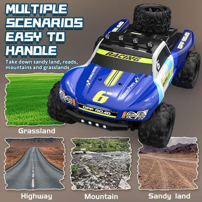 1/18 Fast RC Car for Adults, 4WD Electric Off-Road RC Moster Truck, 30KM/H High Speed RC Car W/ 2 Batteries for Hobby RTR Gifts - color: Kf19-blue