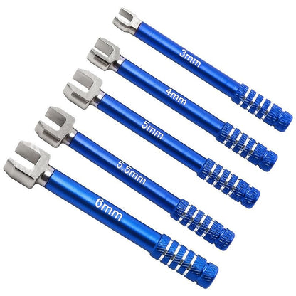 RC Open End Wrench Set 3-6mm 5PCS for 1/10 RC Cars, Blue | For turnbuckle setup, steering link adjustment and routine RC chassis maintenance - color: Blue