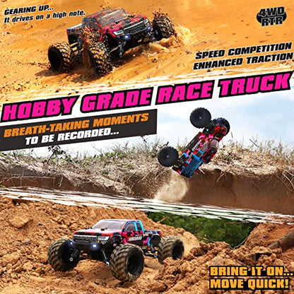 HAIBOXING 903 1:12 Scale Remote Control Truck, 38 km/h 4WD Off-Road RC Cars | Aluminum Oil-Filled Shocks, 4X4 RC Monster Truck for Boys& Adults, 2.4 GHz Water-Resistant ESC, Dual Batteries 40+ Min Play - color: 903
